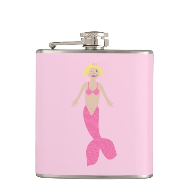 Pretty Pink Fantasy Mermaid Flask (Front)