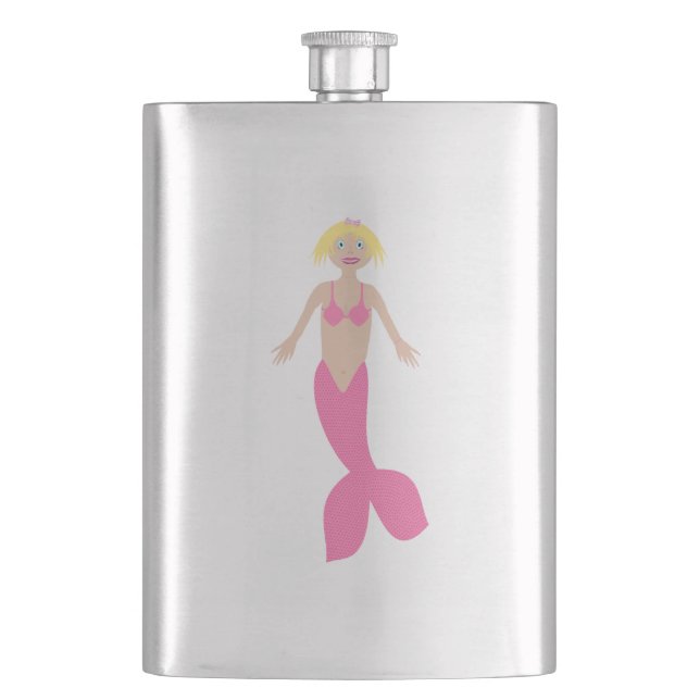 Pretty Pink Fantasy Mermaid Flask (Front)