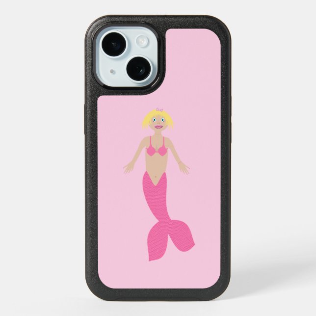 Pretty Pink Fantasy Mermaid iPhone 15 Case (Back)