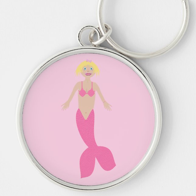 Pretty Pink Fantasy Mermaid  Keychain (Front)