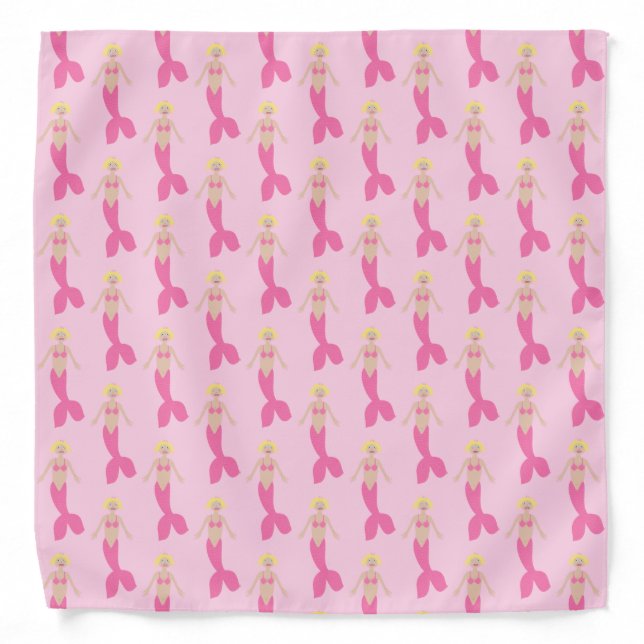 Pretty Pink Fantasy Mermaid Patterned Bandana (Front)