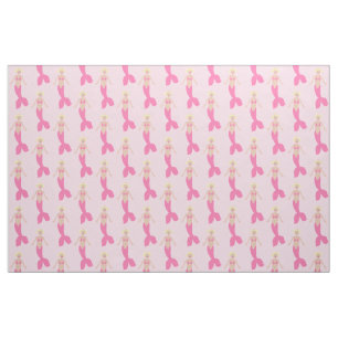 Pretty Pink Fantasy Mermaid Patterned Fabric