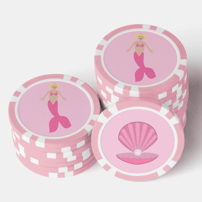 Pretty Pink Fantasy Mermaid Poker Chips (Stack)