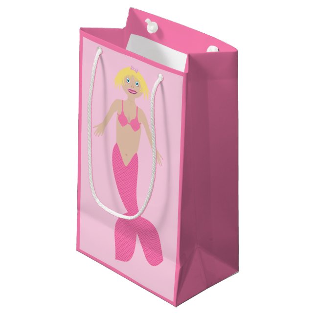 Pretty Pink Fantasy Mermaid Small Gift Bag (Front Angled)