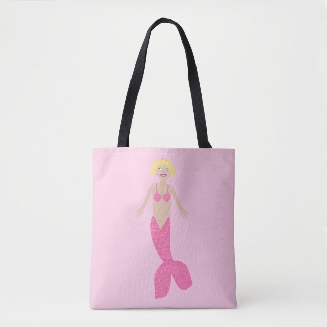 Pretty Pink Fantasy Mermaid Tote Bag (Front)