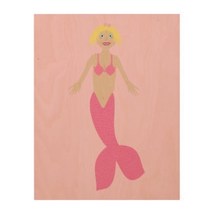 Pretty Pink Fantasy Mermaid Wood Wall Art