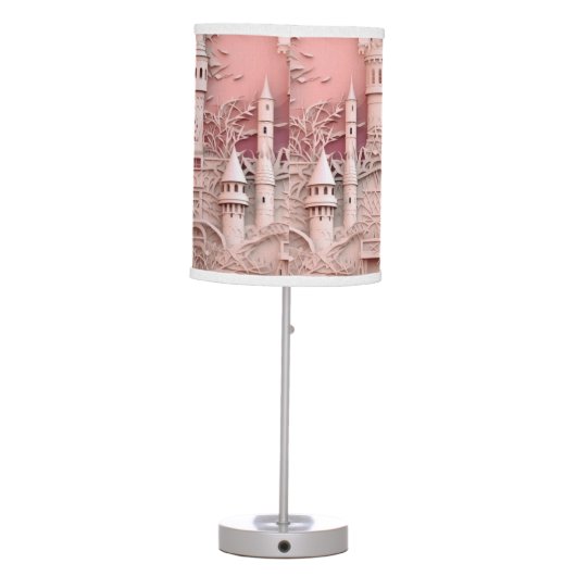 Pretty Pink Fantasy Princess Castle Medieval  Table Lamp (Back)