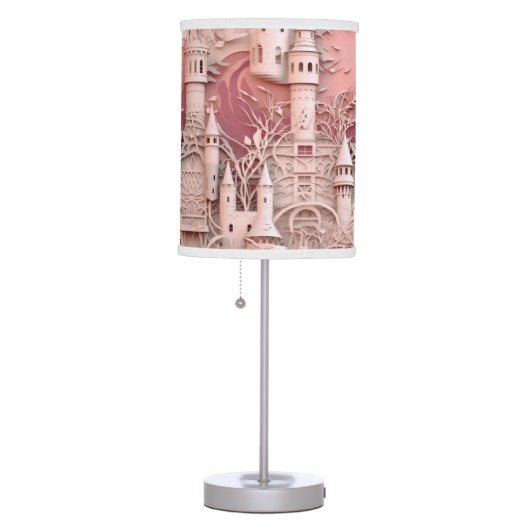 Pretty Pink Fantasy Princess Castle Medieval  Table Lamp (Right)