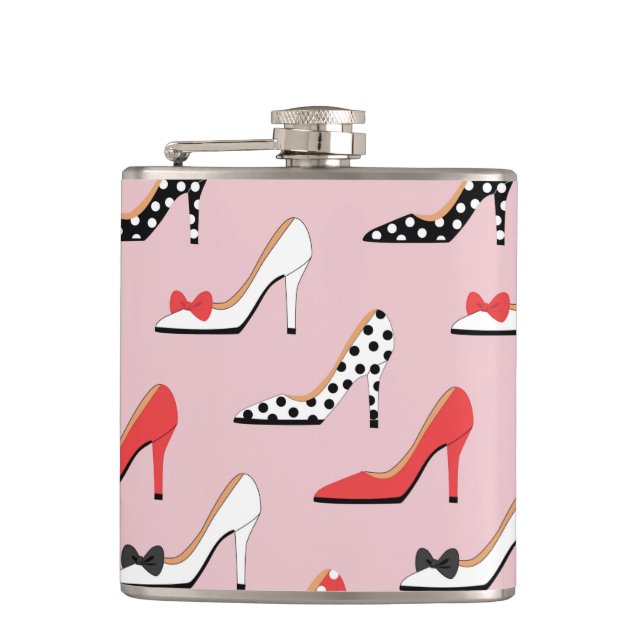 Pretty Pink Fashion Heels Hip Flask (Front)