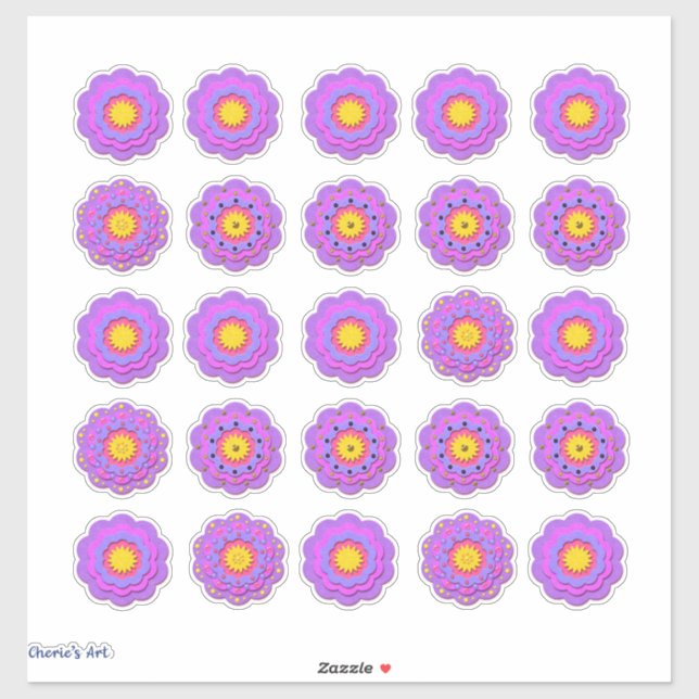 Pretty Pink Felt Look Flowers  Sticker (Sheet)