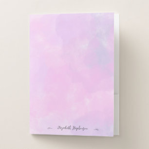 Pretty pink feminine watercolor custom name large pocket folder
