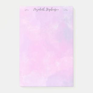 Pretty pink feminine watercolor custom name post-it notes