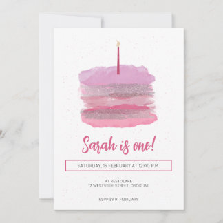 Pretty Pink First Birthday Invite
