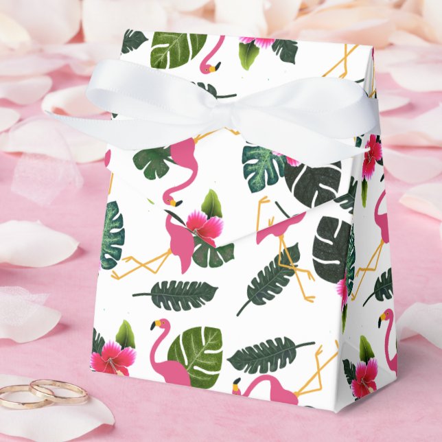 Pretty Pink Flamingo and Flowers For You Favor Boxes (Wedding)
