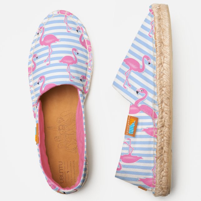 Pretty Pink Flamingo Birds Espadrilles (Side)