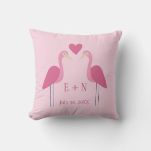 Pretty Pink Flamingo Cute Wedding Anniversary Gift Throw Pillow