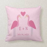 Pretty Pink Flamingo Cute Wedding Anniversary Gift Throw Pillow<br><div class="desc">Celebrate your first year as a newlywed couple with this cute,  commemorative throw pillow. This pretty pink gift features a simple drawing of two cute flamingo birds on either side of the couple's initials. Monogram with you and your wife's initials for a sweet and romantic present.</div>