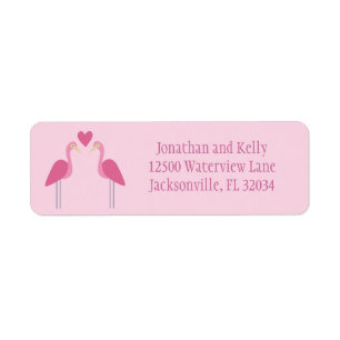 Pretty Pink Flamingo Cute Wedding Return Address Label
