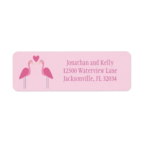 Pretty Pink Flamingo Cute Wedding Return Address Label