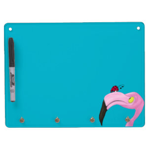 Pretty Pink Flamingo Dry Erase Board With Keychain Holder