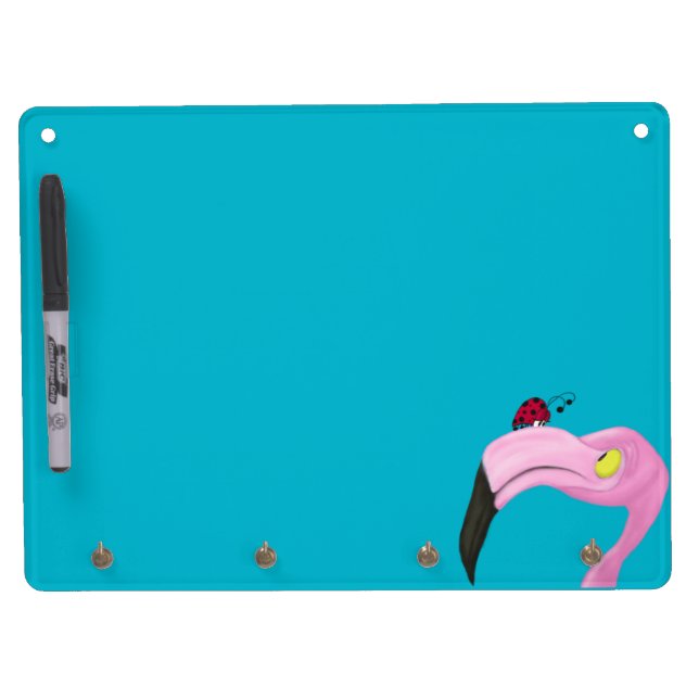 Pretty Pink Flamingo Dry Erase Board With Keychain Holder (Front)