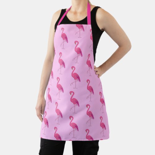 Pretty Pink Flamingo Fuchsia and  Pale Pink Apron