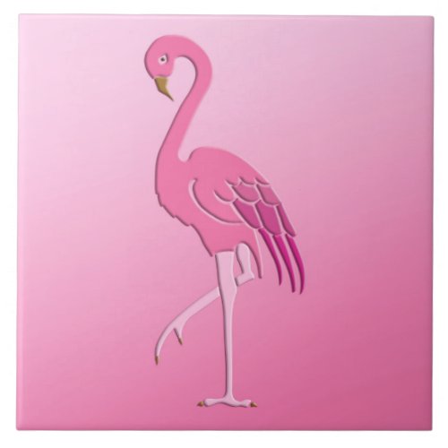 Pretty Pink Flamingo Fuchsia and Pale Pink Ceramic Tile