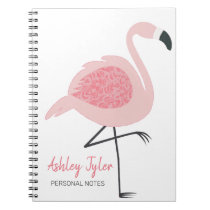Pretty Pink Flamingo girly cute personalized Notebook