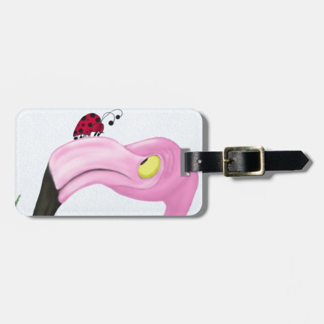 Pretty Pink Flamingo Luggage Tag (Front Horizontal)