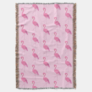 Pretty Pink Flamingo Pattern Throw Blanket