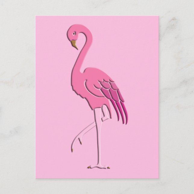 Pretty pink flamingo postcard (Front)