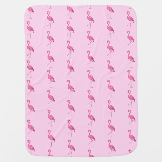 Pretty pink flamingo stroller blanket (Front)