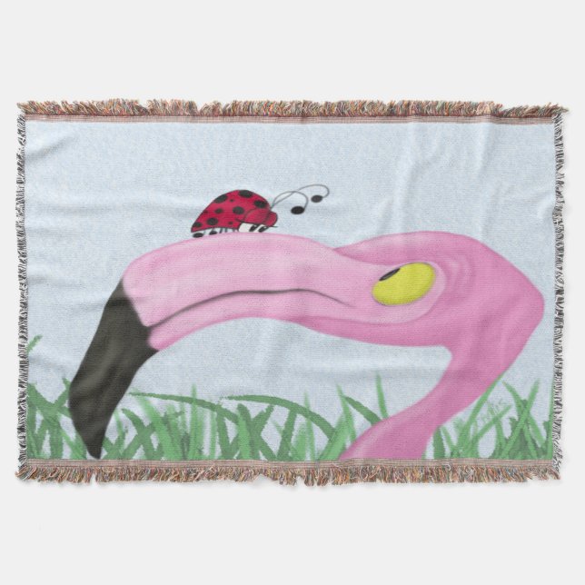 Pretty Pink Flamingo Throw Blanket (Front)