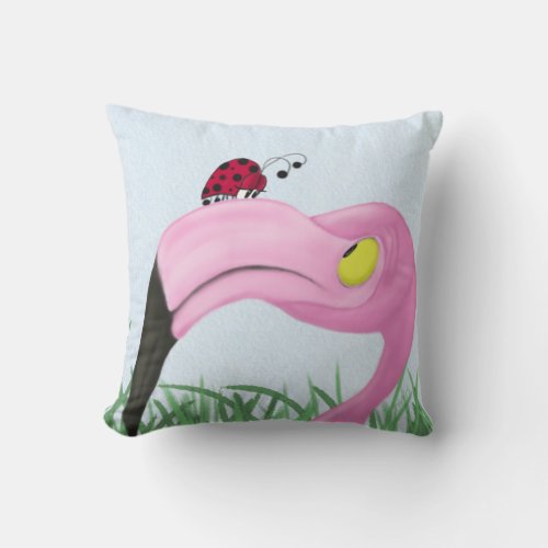 Pretty Pink Flamingo Throw Pillow