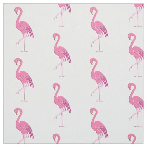 Pretty pink flamingo, white background fabric