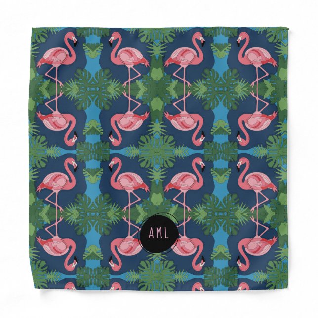 Pretty Pink Flamingo with Name Bandana (Front)