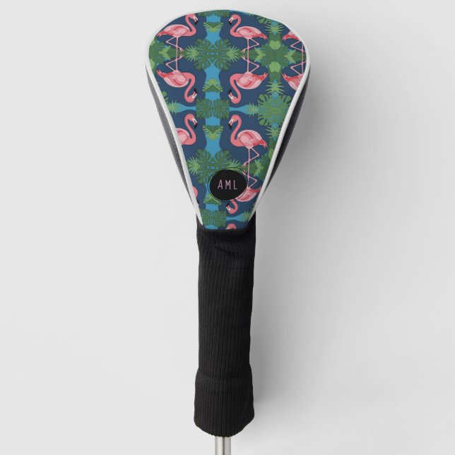 Pretty Pink Flamingo with Name Golf Head Cover (Front)
