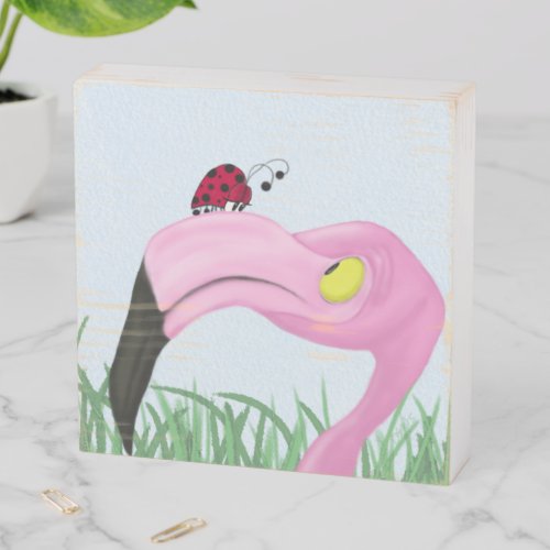 Pretty Pink Flamingo Wooden Box Sign