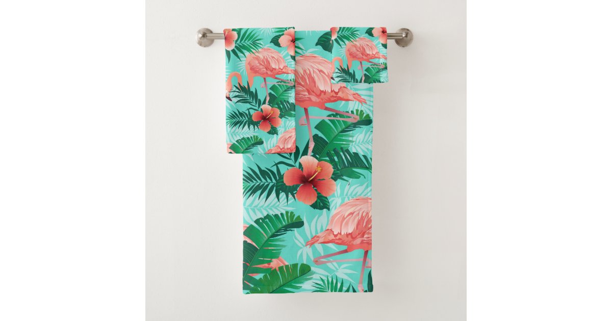 Pretty Pink Flamingos Bath Towel Set | Zazzle