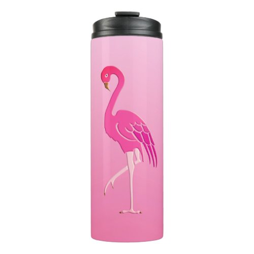 Pretty Pink Flamingos Fuchsia and Pale Pink Thermal Tumbler