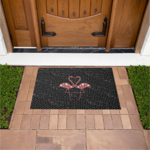 Pretty Pink Flamingos Mosaic Doormat