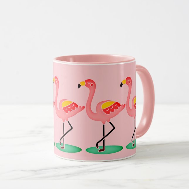 Pretty Pink Flamingos Mug (Front Right)
