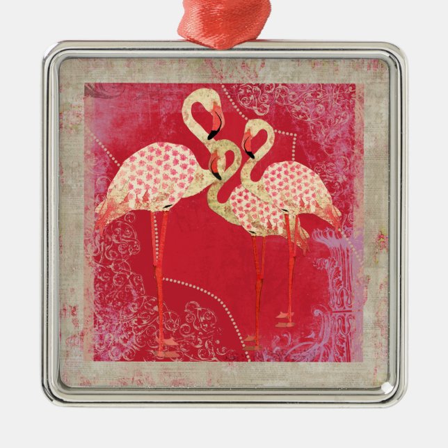 Pretty Pink Flamingos Ornament (Front)