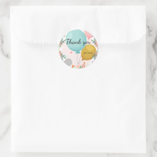 Pretty pink floating Balloon watercolor floral Classic Round Sticker