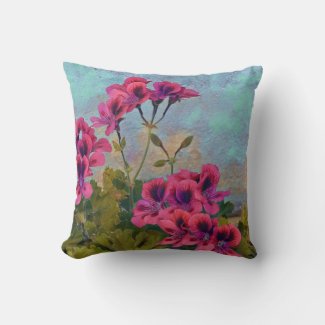 PRETTY PINK FLORAL AGAINST MUTED BACKGROUND COLORS THROW PILLOW