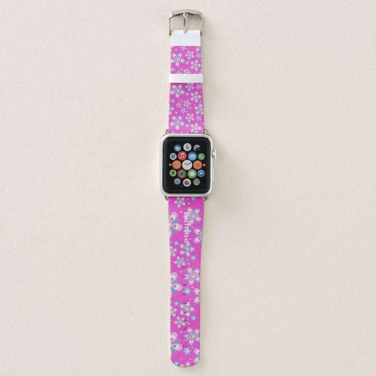 Pretty Pink Floral Apple Watch Band 