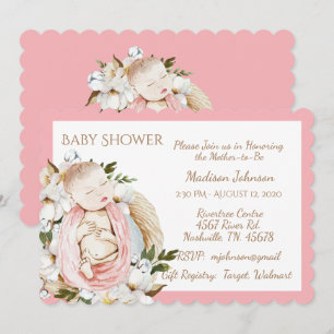 Pretty Pink Floral Baby Girl Baby Shower Invitation