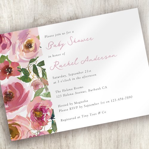 Pretty Pink Floral Baby Shower Invitation