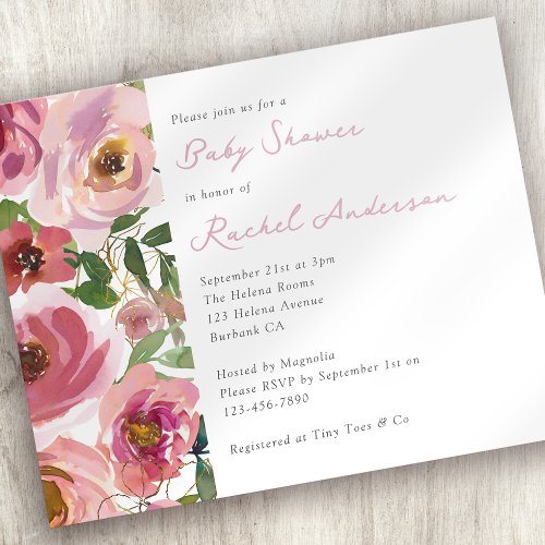 Pretty Pink Floral Baby Shower Invitation