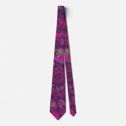 Pretty Pink Floral Basketweave Fractal Abstract Neck Tie